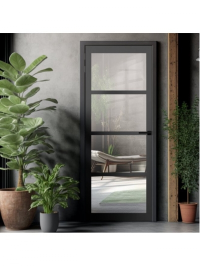 eco-urban handmade internal brooklyn 4 panel glazed clear glass dark grey door premium grey primed coating dd6308g