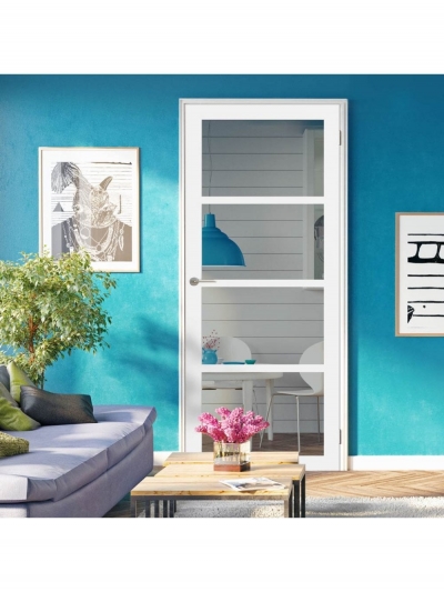 eco-urban handmade internal brooklyn 4 panel glazed clear glass white door premium white primed coating dd6308g